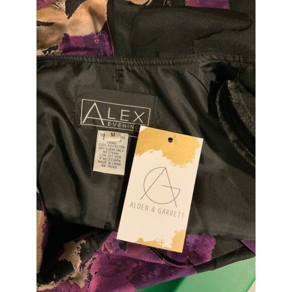Alex Evenings Black & Purple Floral Jacquard Jacket, Size M - Picture 6 of 6